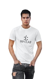 Bipolar -printed family themed cotton blended half-sleeve t-shirts made for men (white)