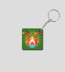 Good Vibes This Festival Diwali Slogan Printed Square Keychain