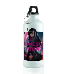Come Sky With Me Bold Space Girl Aluminium Printed Sipper Bottle 600ml